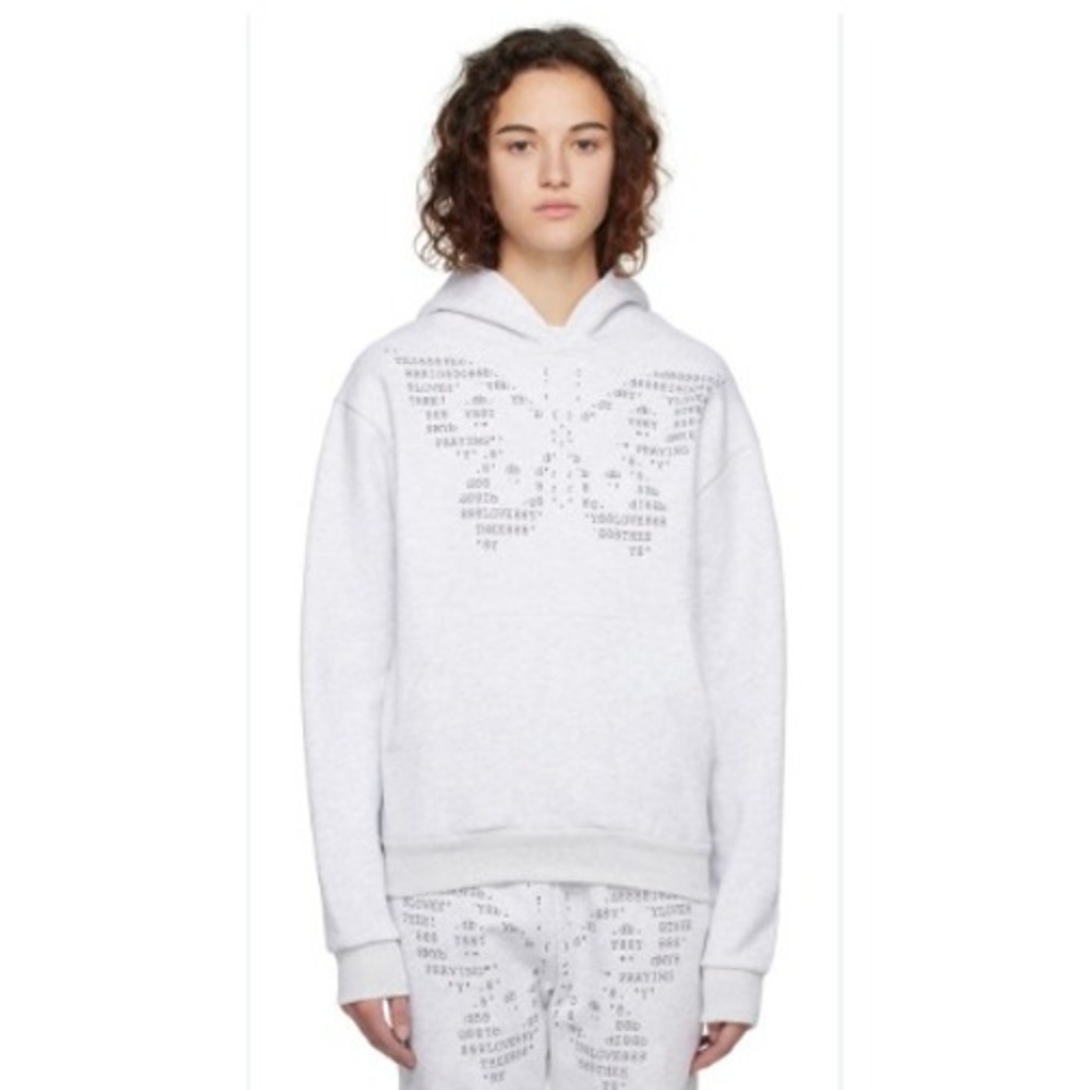 Praying Perfect Beauty Butterfly Hoodie Sweatshirt Womens M Gray Streetwear